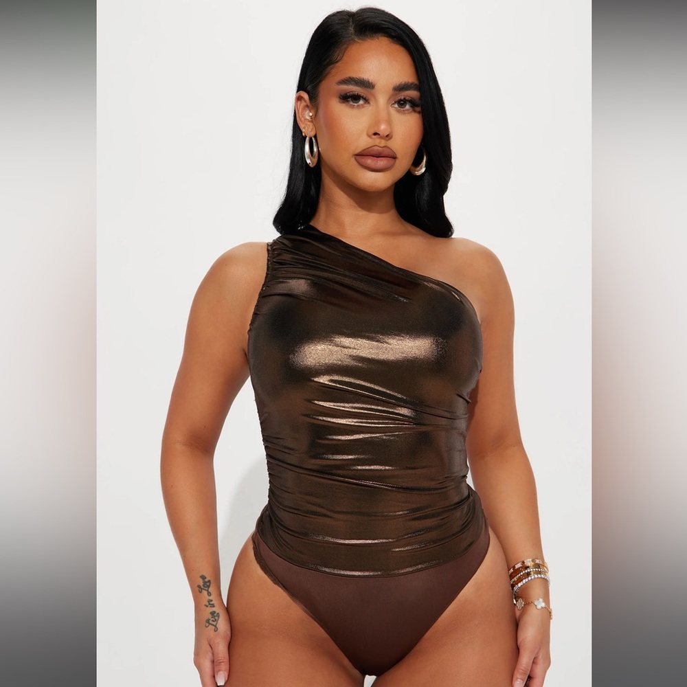 Taking The Prize One Shoulder Bodysuit - Bronze